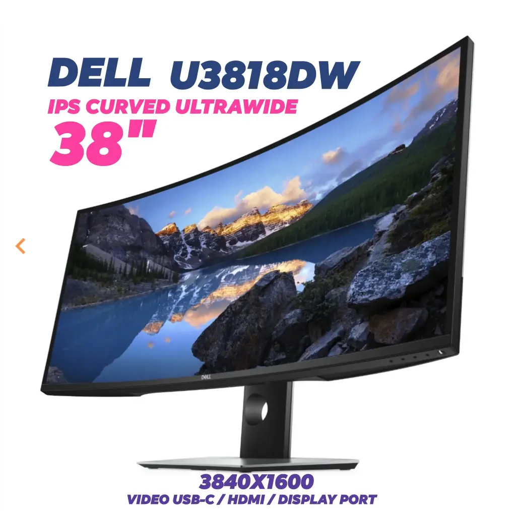 Dell U3818DW 38 inch Ultrawide IPS Curved 3840x1600 USB-C KVM 10-Bit ...